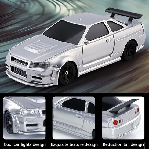 Rc Drift Car, 1/43 Scale 4WD with Full Proportional Control & 2.4G High Speed, 15km/h, LED Lights & Drift Tires, RTR Mini Racing Car for Adults - Indoor/Outdoor Use (4301 1Battery Box) in Saudi Arabia