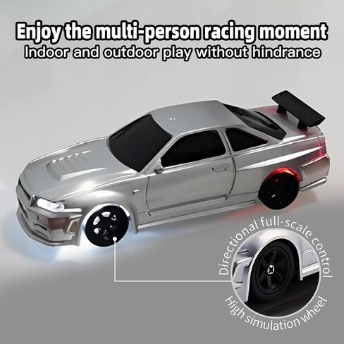 Rc Drift Car, 1/43 Scale 4WD with Full Proportional Control & 2.4G High Speed, 15km/h, LED Lights & Drift Tires, RTR Mini Racing Car for Adults - Indoor/Outdoor Use (4301 1Battery Box) in Saudi Arabia