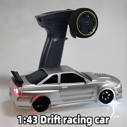 Rc Drift Car, 1/43 Scale 4WD with Full Proportional Control & 2.4G High Speed, 15km/h, LED Lights & Drift Tires, RTR Mini Racing Car for Adults - Indoor/Outdoor Use (4301 1Battery Box) in Saudi Arabia