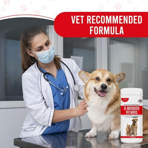 Amate XL Medicated Dog Wipes for Ear Skin & Coat - Pet Wipes for Dogs & Cats - 5" x 6" XL Wipes - Relieve Skin Issues, Hot Spots & Irritation - Pack of 60 in Saudi Arabia