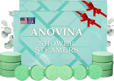 Anovina 12XL Eucalyptus Shower Steamers – Made in USA with Menthol for Aromatherapy. A Perfect Mothers Day Gift Idea. Women & Men to Enjoy a Spa-Like Shower Experience! in Kuwait