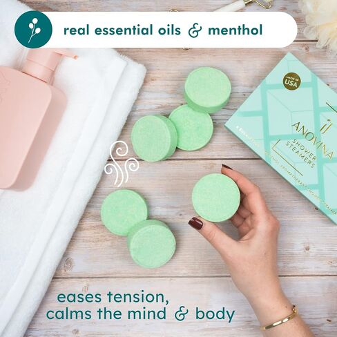 Anovina 12XL Eucalyptus Shower Steamers – Made in USA with Menthol for Aromatherapy. A Perfect Mothers Day Gift Idea. Women & Men to Enjoy a Spa-Like Shower Experience! in Kuwait