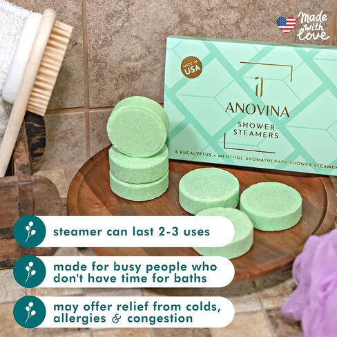 Anovina 12XL Eucalyptus Shower Steamers – Made in USA with Menthol for Aromatherapy. A Perfect Mothers Day Gift Idea. Women & Men to Enjoy a Spa-Like Shower Experience! in Kuwait