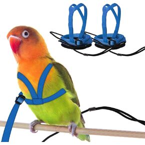 2 pcs Pet Parrot Bird Harness and Leash, Adjustable Training Design Anti-Bite, Outdoor Flying Training Rope Kit for Bird Parrots Fits Birds Chest Between24-51cm /9.45-20inch - M (Black