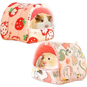 2 Pack Guinea Pig Hideout, Bed House Cage Accessories Cozy Hide Out, Washable Small Animal House Cage Accessories for Hedgehog Ferret Mouse Chinchillas Hamsters (Dinosaur and Monster)
