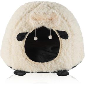 Mushroom Shape Cat House Cow Shape Cat Cave Bed Semi-Enclosed Cave-Style Warm Cat House Pet Nest for Cats Small Dogs