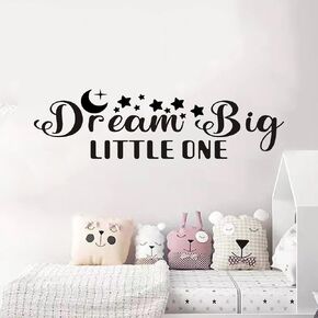 Baby Quotes Wall Stickers for Nursery: Kids Inspirational Positive Moon Stars Vinyl Art Wall Decals - Bedroom Playroom School Wall Decor - You're Braver Than You Believe Stronger 15" X 18"