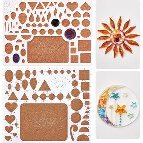 WEBEEDY 2 Styles New Quilling Template Board White Paper Quilling Template Board Plastic Quilling Design Cork Backed Board Work Various Shapes Board Quilling Tools Accessories for DIY Paper Strips