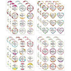 144pcs ملصقات هدية عيد أم سعيد ملصقات عيد الأم الملصقات 1.5 '' ملصقات ملصقات علامات عيد الأم ملصقات الأزهار لأمه