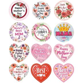 48pcs ملصقات عيد الأم السعيدة 1.5 "Floral Mothers Day Gift Tags Stickers أفضل ملصقات أمي هدية لبطاقات الختم المظروف