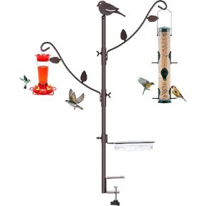 Bird Feeding Station Kit, 87 Inches Bird Feeder Pole for Outside, Premium Feeder Stand Hanging Kit with Water Bowl, Mesh Tray and Metal Suet for Attracting Wild Birds