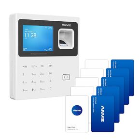 ANVIZ Photeprint Time Clock - حزمة CX2 مع 10 بطاقات RFID ، ما يصل إلى 500 مستخدم مع برنامج سحابة مهنية مجانية