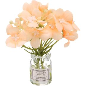 Mini Flowers Dollhouse in Vase, 3.15" Total Length, Silk Plastic Miniature Dollhouse Accessories with Tiny Flower Orange - (Applications: for Fairy Micro House Ornament) 1-Pieces