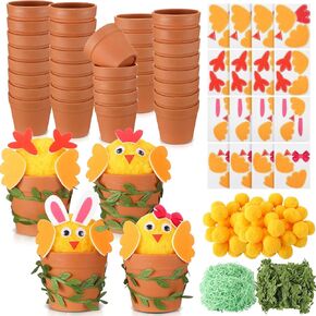 Viorawhite 24 Sets Easter Crafts Kit for Kids تشمل Little Chic و Bunny و Spring و Sunday School DIY مع 24 وعاء زهرة لعائلة Sunday School Spring Sugf