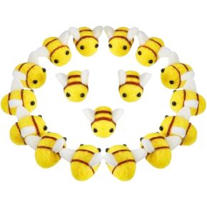 Lovilly Wool Felt Bumble Bee للحرف اليدوية ، ديكور صغير نحلة ، كرة حرفة النحل لزخارف الاستحمام ، مستلزمات حفلات النحل ، وأزياء ، ديكور عيد ميلاد ، ديكور العطلات ، ألعاب (20 ٪)