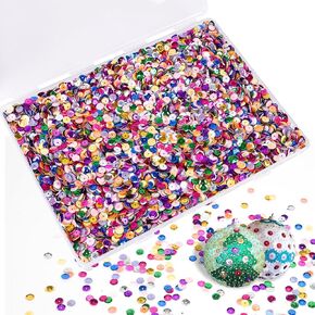 Ccinee 6mm فضفاضة ، الجزء الأكبر 12 لونًا متنوعًا 20000pcs قوس قزح جولة كأس الترتر التطريز مع ثقوب لخياطة المسامير الزخمة الفنية DIY