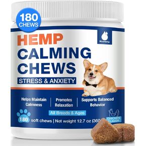 Calming Chews for Dogs - Dog Calming Chews- Help with Composure, Separation, Barking, Thunderstorms, Stress Relief - Pet Supplement -180 Soft Treats and Bites (Chicken)