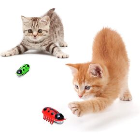 2pcs Mini Robot Robot Beetle Interactive Cat Toy تثير ويلعب لعبة بيتل تهتز للقطط الداخلية القطة القاسية تمرينات مطاردة