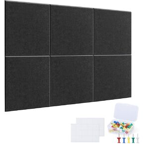 Large Felt Cork Board for Wall 36"x24" 6 Pack 11.8"x11.8" Pink Bulletin Board Tiles with 60 Safe Removable Adhesive Tabs and 60 Push Pins, Corkboard Alternative for Wall Office Home