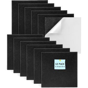 Cork Board 12 Pack 11.8x11.8 بوصة من بلاطات ألواح النشرة الأسود مع دعم لاصق ، منظم جدار/منزل/منزل قابل للتخصيص للصور والملاحظات والمذكرات