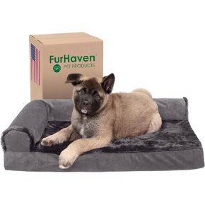 Furhaven Memory Foam Dog Bed for Large Dogs w/ Removable Bolsters & Washable Cover, For Dogs Up to 95 lbs - Pinsonic Quilted Paw L Shaped Chaise - Iceberg Green, Jumbo/XL