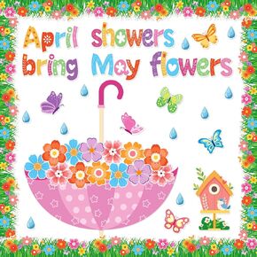 Spring Bulletin Board Decorations April Showers Bring May Flowers Decorations Spring Cut Outs Decorations for School Classroom Office Chalkboard Door Party Decor
