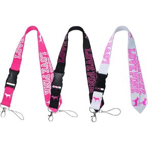Lanyard for Keys, Lanyards for ID Badges Women Phones Bags Keys Cell Phones Bags, Lanyard with Quick Release Buckle (3 Pcs Pink)