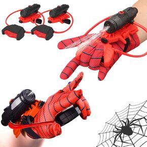 2 PCS Spider Web Water Gun Shooter ، لعبة المياه الصيفية للأولاد 3 4 5 6 7 8 ، ألعاب تعليمية أطفال مضحكة ، قفازات العنكبوت البطل كوزبلاي هدية للأطفال （2pcs