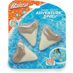 لعبة Banzai Adventure Shark Teath Dive Toy للسباحة والماء - 3 عبوات