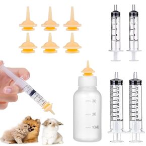 6 PCS Pet Nipples for Kitten and Puppy, Pet Nursing Nipples with Syringes,Nipples for Puppies Nipple for Kittens,Reusable for Newborn Kittens, Puppies, Rabbits,Small Animals (4 Syringe+30ml Bottle)