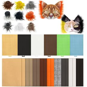 33pcs Therian Mask Kit, Therian Gear Diy Therian Mask Kit Therian Kit Cat Mask Kit Eye Mesh For Therian Mask Therian Fur Faux Fur Strips Therian Felt For Therian Mask Cat Mask Mask Making Kit For Kids
