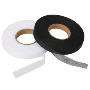 140 Yards 1/2 Inch Iron on Hemming Tape, 2 Rolls Fabric Hem Tape Adhesive No Sewing No Iron Tape Fabric Fusing Tape for Pants Dresses Curtains, White and Black