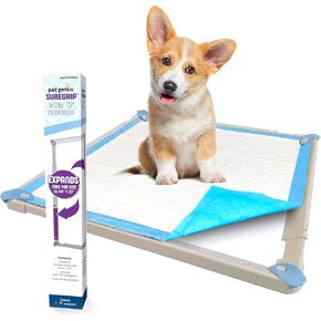 Padgenius Suregrip Pee Pad Holder ومجموعة التمديد - تتوافق تمامًا مع كل وسادة من أحجام صغيرة 20 "× 20" إلى 44 "× 32" العملاقة