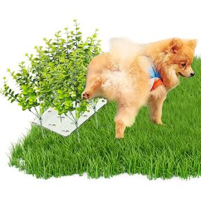 6 PCS Fake Grass Plants Pee Post, Reusable Washable Artificial Eucalyptus Puppy Pee Post Training Tool for Guiding and Trains Dogs to Urinate, Outdoor Dog Toilet