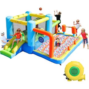 SunSports Inflatable Bounce House,Bounce House for Kids Ages 3-8,Bouncy House with Slide,Bouncy Castle for Kids Outdoor,Indoor Jump House with Ball Pit