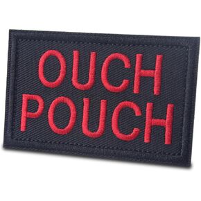 2-Pack Ouch Pouch Patch Medic Funny Morale Patches with Hook and Loop Embroidery Emblem Applique Fastener for Military Tactical Backpacks Jackets Hats (Red & Black)
