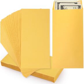 Geeric 100 Pack Money Money Envelope for Cash ، وتوفير الأموال التحديات النقدية ، 3.2 "*6.5" كرافت الأظرف الورقية ذاتية اللصق.