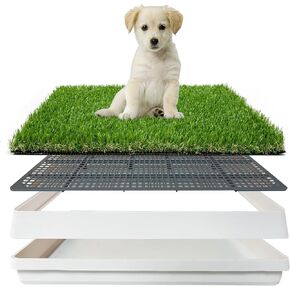 Grass Pad with Tray for Dogs Litter Box Porch Potty for Puppy Pee Training Indoor Fake Grass Pee Pad Artificial Grass with Pee Pad Holder