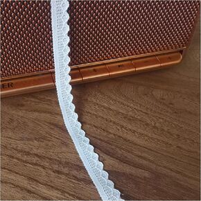 White Elastic Lace Trim, 0.4 Inch Width, 10 Yards Long lace Ribbon, Scalloped Edge for Sewing