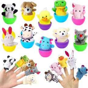 10 Pack Easter Eggs with Mini Animal Finger Puppets Plush Toys, Easter Eggs Hunt, Easter Basket Stuffers Fillers, Easter Kids Party Favors, Easter Classroom Prize Supplies