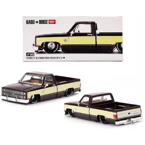 Diecast Collectibles Model Car متوافق مع Kaido House 1:64 Chevrolet Silverado Kaido Vintage Spec V1 Brown Cream Limited Edition KHMG145