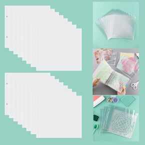 20 PAGS 6 "X6" الجيوب الوطنية البلاستيكية الشفافة ، 2 فتحات 2 جيوب لكل صفحة ، يمكن أن تناسب المزيد من الإستنسل ، مصنوعة حصريًا للإستنسل ، قطع الموت ، الصور ، الطوابع ضمن حجم فواتير التخزين 6 × 6