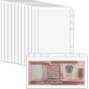 12 PCS A6 BINDER MONEY إدراج لا ZIPPER 6 حفرة النقود الحشوة الأظرف A6 BINDER BINDER لـ 6 RING BINDER CLOS