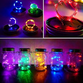 ANGMLN Solar Mason Jar Lights Lids, 10 Pack 30 LED Solar Fairy Lights for Regular Mouth Mason Jars, Outdoor Hanging Mason Jar Lights for Garden Yard Decor, Wedding Christmas Gifts (Jars Not Included)
