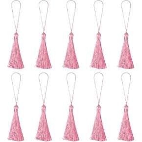 الشرابات المرجعية Harfington - 20pcs 6.5 بوصة شرابة صغيرة ناعمة مع حلقات لتخرج مفاتيح التخرج يدويًا DIY Craft Castory ، Pink