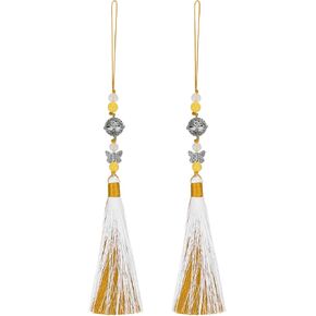 معلقات Uxcell مع شرابات ، 2 PCS Bells Classic Tassel Pendant 25cm/9.84inch DIY Craft for Home Fringe Strap Hang Decoration ، Dark Red