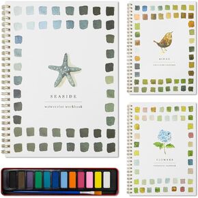 XZGTAND Beginner Watercolor Painting Kit – 12 Colors Paint Set with Brush, Animal-Themed Art Supplies for Adults & Teens (Seaside)