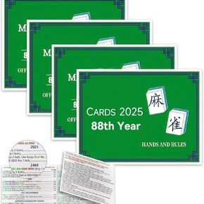 2025 Mahjong Card,Large Sizea,Quick Reference Tool, 4pcs