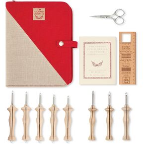 The Oxford Punch Needle Complete Set - 8 Sizes | Ergonomically Designed Natural Wood Handle | Electropolished Steel Tip | Ideal for Punch Needle Rug Hooking