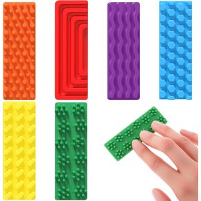 Ireer Set of 6 Sensory Silicone Strip Anxiety Sensory Stickers Rubber Mental Health Stickers Fidget Textured Strips Toys Anti Stress Tactile Rough Calm Items Adhesives Anxiety Relief for Adults Desk